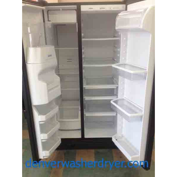 2012 Side-By-Side Black Whirlpool Refrigerator, 25.4 cu.ft.!