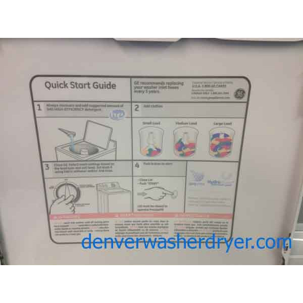GE Washer/Dryer, like-new, energy star, he, stainless drum