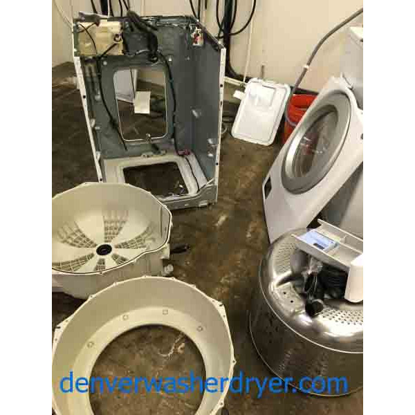 Stacked Front-Load LG Washer|Dryer Set, Steam, Electric, Direct-Drive