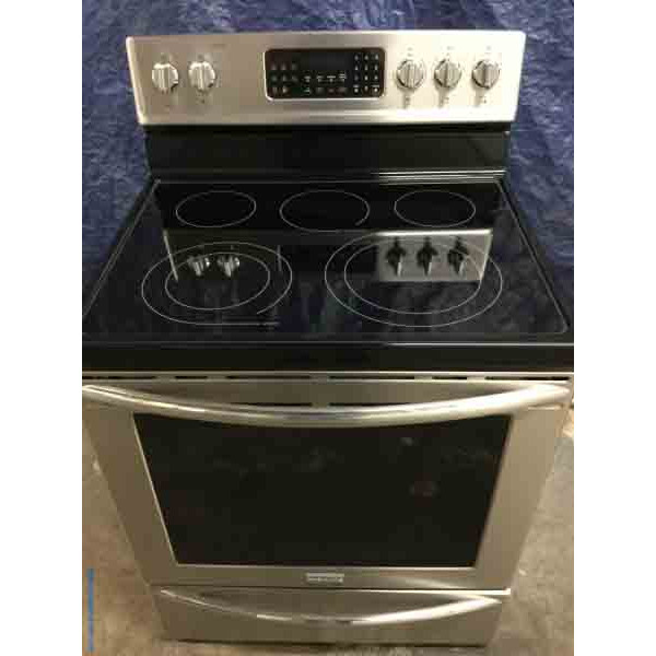 Stainless Frigidaire Gallery Range, Glass-Top Stove, Convection Oven