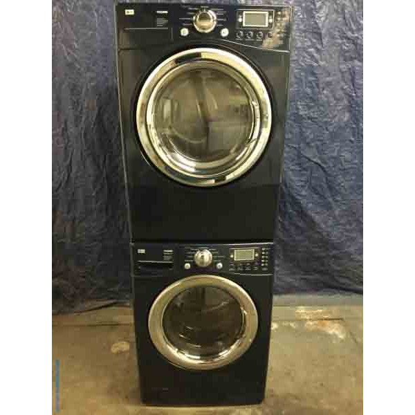 Beautiful BLUE LG Front-Load Washer, Electric Dryer, Stackable, Steam & Sanitary Cycles!