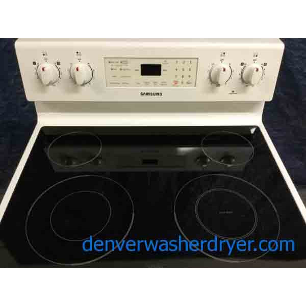 30″ Freestanding White Glass-Top Samsung Stove/Oven, Electric, Clean!
