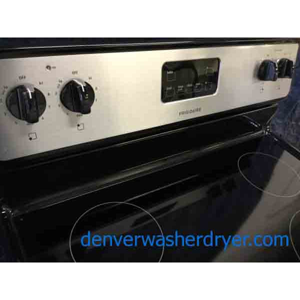 Fantastic Frigidaire 30″ Stainless Stove, Electric, Glass-Top, 4.8 Cu. Ft, 1-Year Warranty!