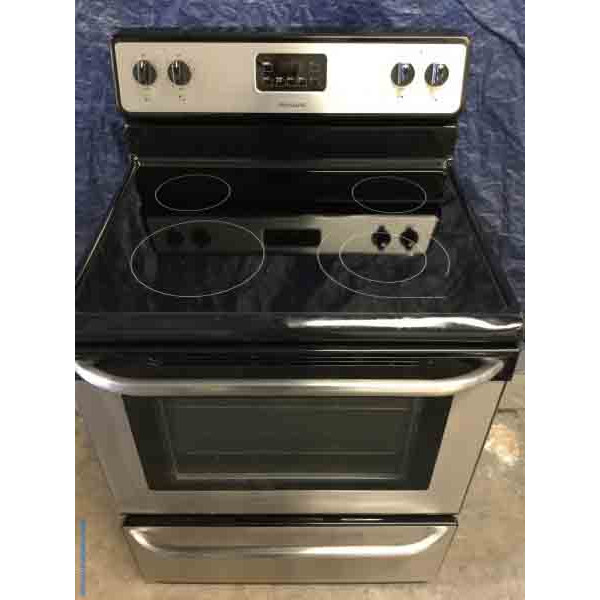 Fantastic Frigidaire 30″ Stainless Stove, Electric, Glass-Top, 4.8 Cu. Ft, 1-Year Warranty!