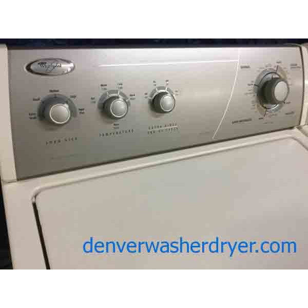 Whirlpool Direct-Drive Washer, Electric Dryer, Almond Color, Heavy Duty, Quality Refurbished with 2 Year Warranty