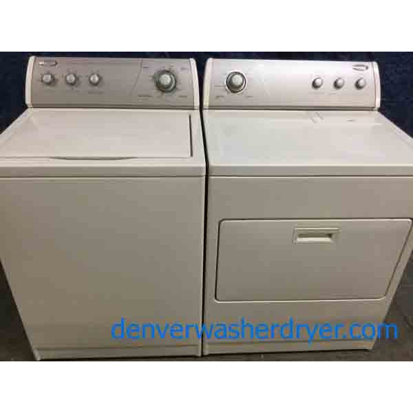 Whirlpool Direct-Drive Washer, Electric Dryer, Almond Color, Heavy Duty, Quality Refurbished with 2 Year Warranty
