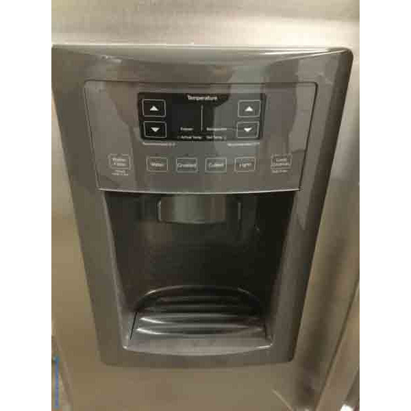 Used Stainless Side-by-Side GE Refrigerator, 25 Cu. Ft., 5-Year