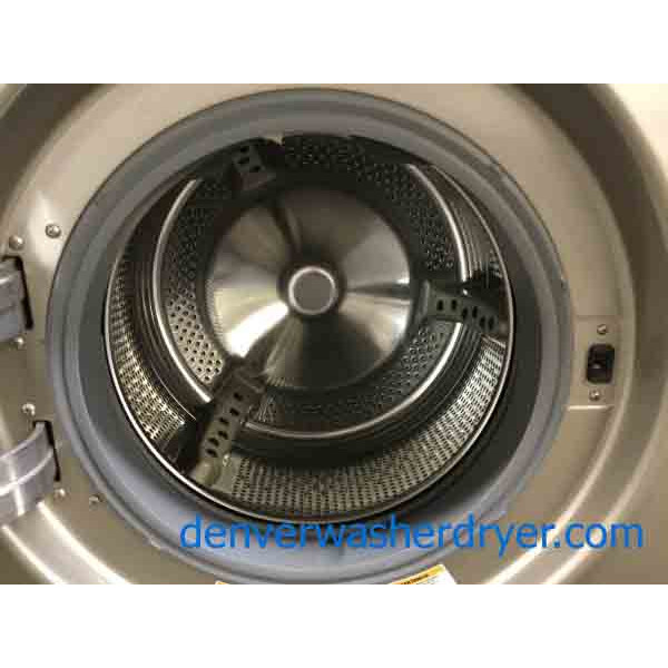 Sleek Silver LG Tromm Front-Load Laundry Set, Electric, Sanitary Cycle! 5 year warranty