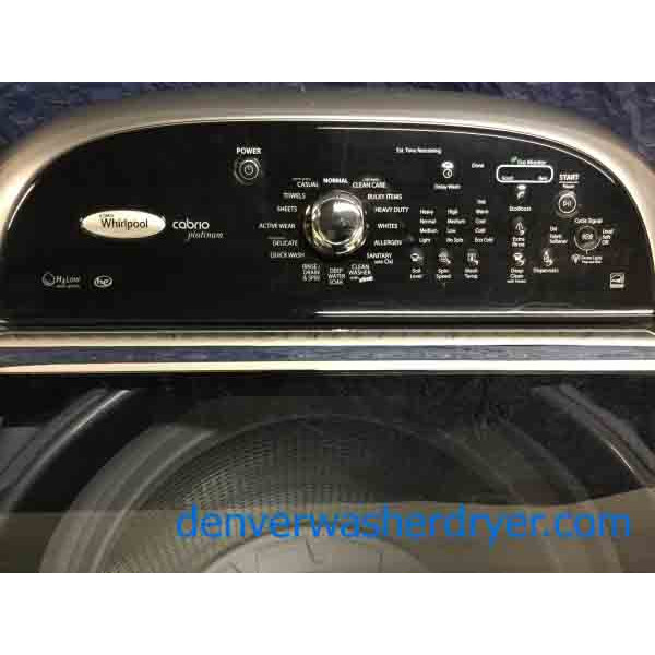 Silver Whirlpool Cabrio Platinum Direct-Drive Washing Machine, Top-of