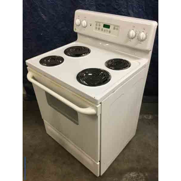 Glorious GE CoilTop, Self Cleaning Range, 220V, 30" Wide in White