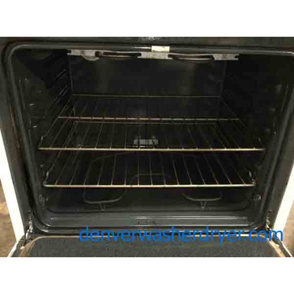 30″ Coil-Top Stove, White, GE, Electric, Self-Cleaning, 1-Year Warranty!