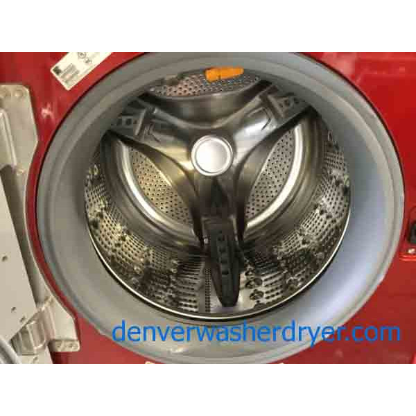 5 year on all 3–Red Kenmore Elite Front-Load Washer Dryer Set on Pedestals, Electric, Newer Models, 1-Year Warranty–GE Spectra Glass-Top Range, Black, Electric, Self-Cleaning, Super Clean!