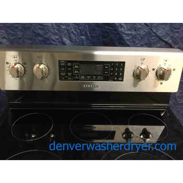 Used Stainless Samsung Range, Glass-Top, Electric, 1-Year Warranty!