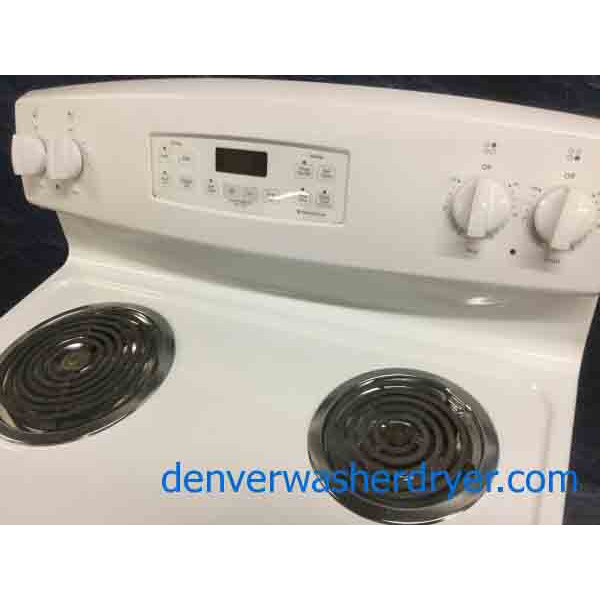 White CoilTop Electric Stove, GE, Clean and Hot, 1Year Warranty