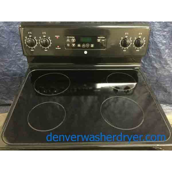 Black GlassTop Electric Range, 30" Freestanding, GE, 1Year Warranty
