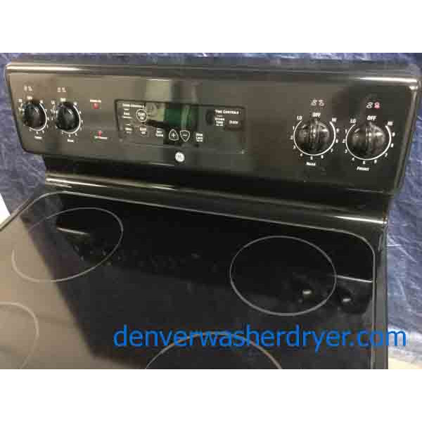 Black GlassTop Electric Range, 30" Freestanding, GE, 1Year Warranty