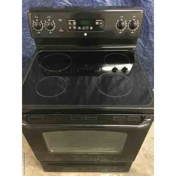 Black GlassTop Electric Range, 30" Freestanding, GE, 1Year Warranty