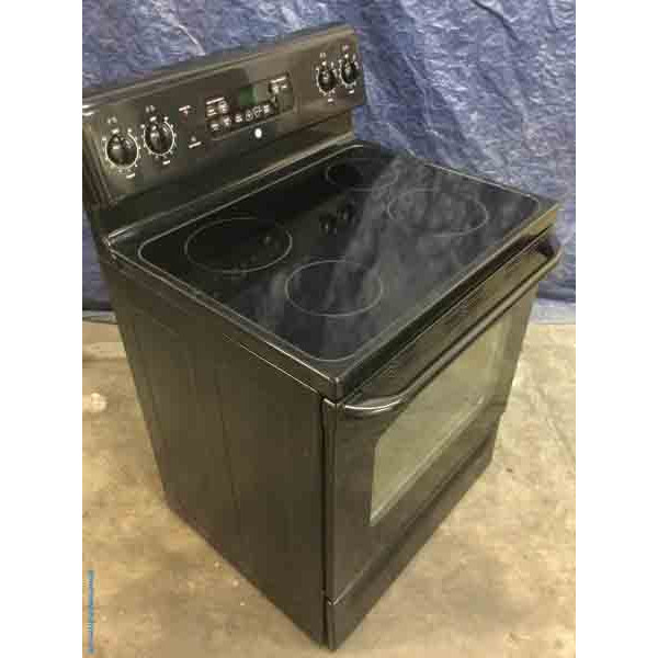 Black GlassTop Electric Range, 30" Freestanding, GE, 1Year Warranty