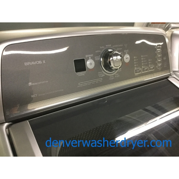 Mighty Maytag Bravos X-Series Laundry Set, Energy-Star HE Washer, Electric 27″ Dryer, Quality Refurbished!