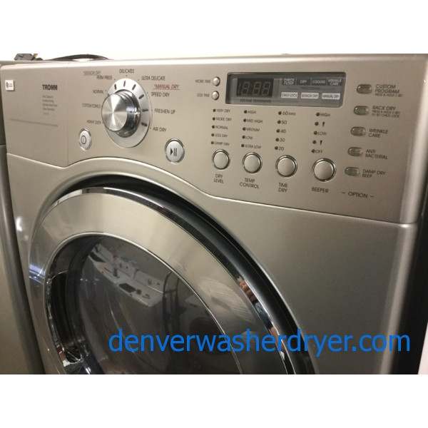 Slick Silver LG Washer Dryer Set, Front-Load, Stackable, Electric, Sanitary Cycle, Quality Refurbished, 1-Year Warranty!