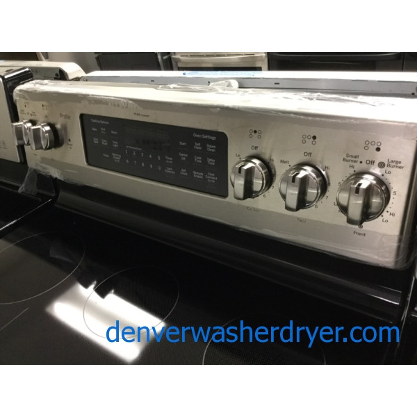 NEW! Stainless GE Profile Range, WiFi, GlassTop Stove, Convection Oven