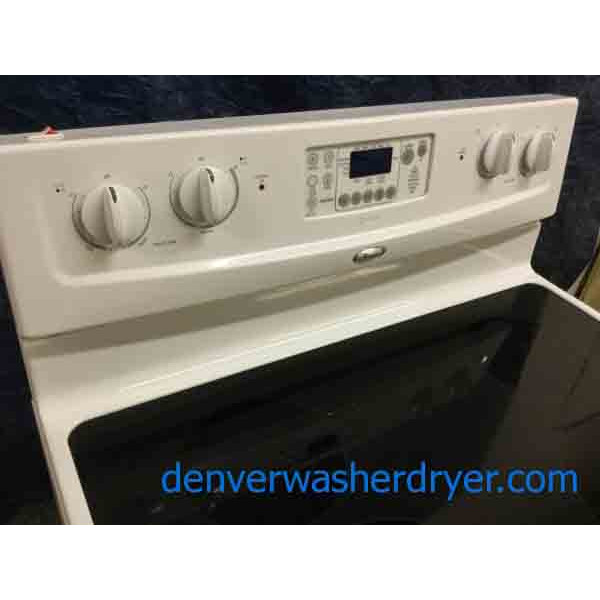 Slick White Glass-Top Stove, 30″ Whirlpool, Electric, 1-Year Warranty