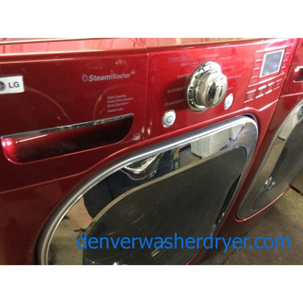 Red LG Front-Load Stackable Laundry Pair, Steam/Sanitary Washer, Electric Steam Dryer, Quality Refurbished, 1-Year Warranty!