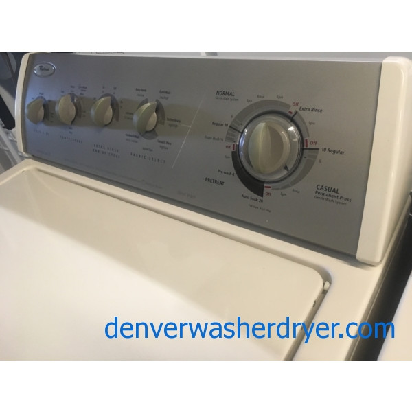 Heavy-Duty, Direct-Drive Whirlpool Washer Dryer Set, Almond, Electric, Fully Featured, Quality Refurbished, 1-Year Warranty!
