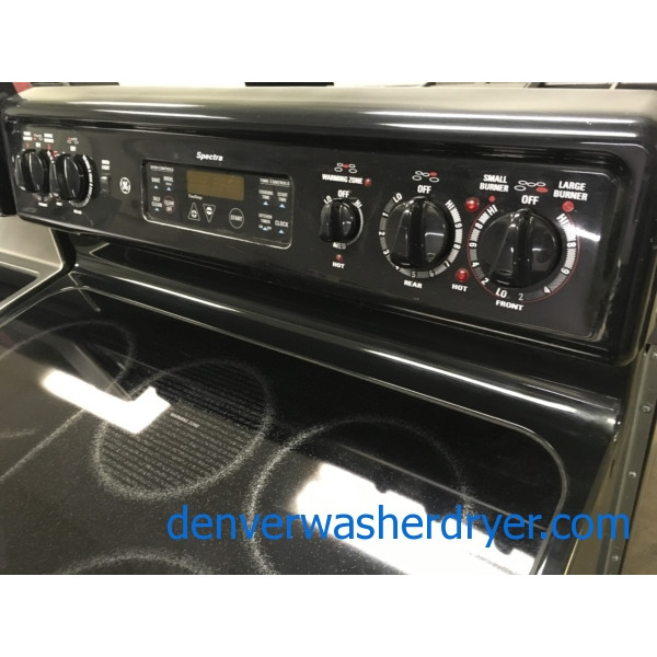 Glorious GE Range, Black, Electric, 30", SelfCleaning, 5Burner