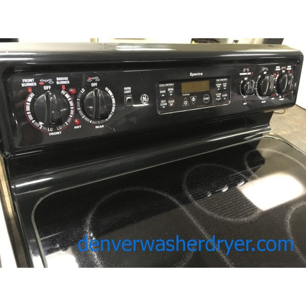 Glorious GE Range, Black, Electric, 30″, Self-Cleaning, 5-Burner, Fantastic Condition, 1-Year Warranty!