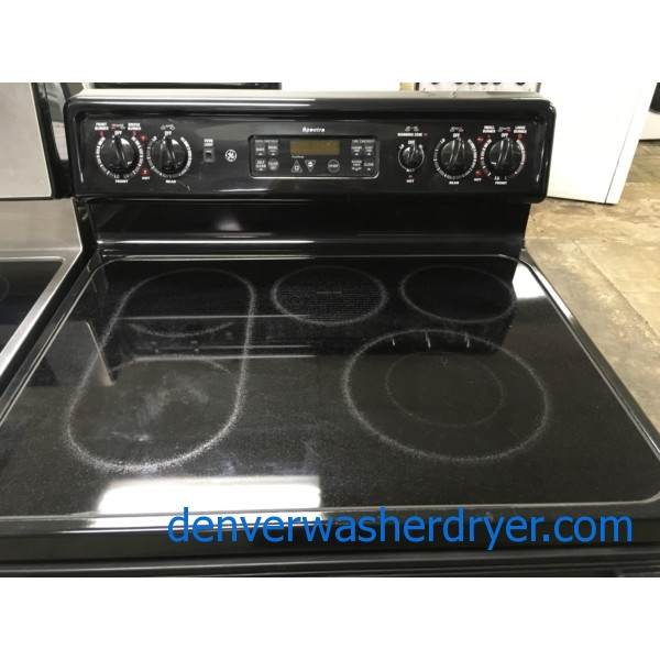 Glorious GE Range, Black, Electric, 30″, Self-Cleaning, 5-Burner, Fantastic Condition, 1-Year Warranty!