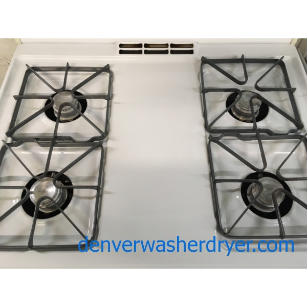 30″ Free-Standing GE *GAS* Range, White, 1-Year Warranty