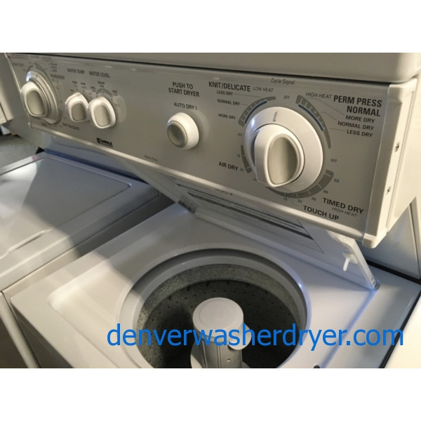 24″ Heavy-Duty Quality Refurbished Kenmore Unitized Laundry Center, 1-Year Warranty