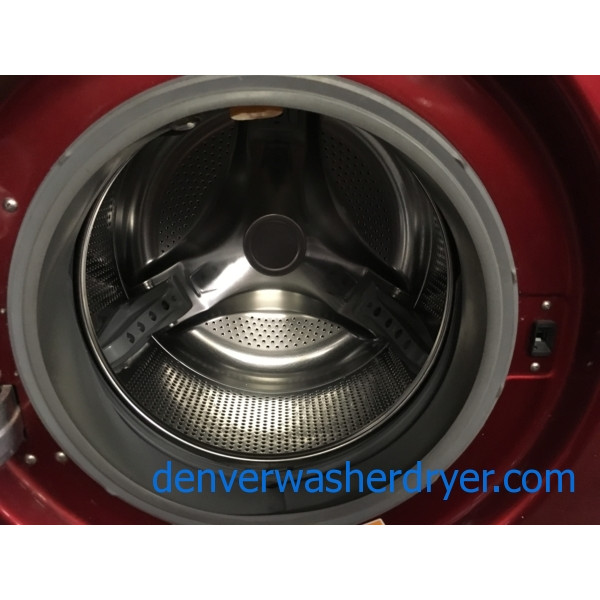 27" Wild Cherry Colored LG FrontLoad Stackable DirectDrive HE Steam