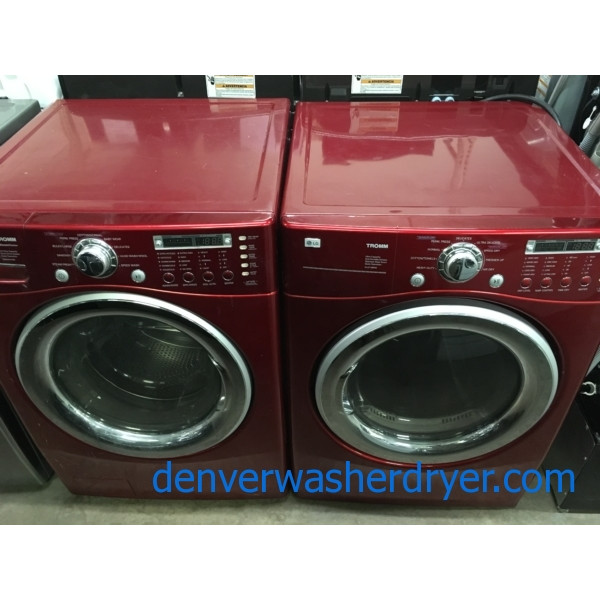 27" Wild Cherry Colored LG FrontLoad Stackable DirectDrive HE Steam