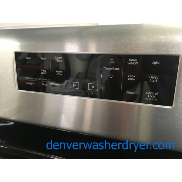 New! Whirlpool Glass-Top 30″ Stainless Electric Range, 1-Year Warranty!