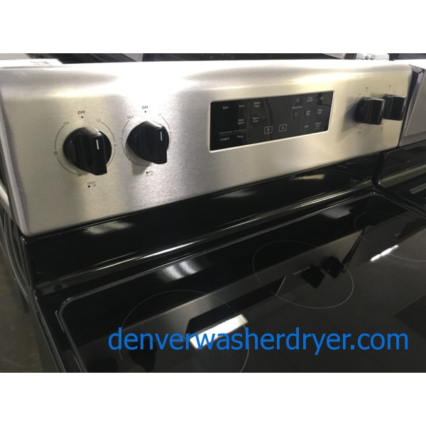 New! Whirlpool Glass-Top 30″ Stainless Electric Range, 1-Year Warranty!