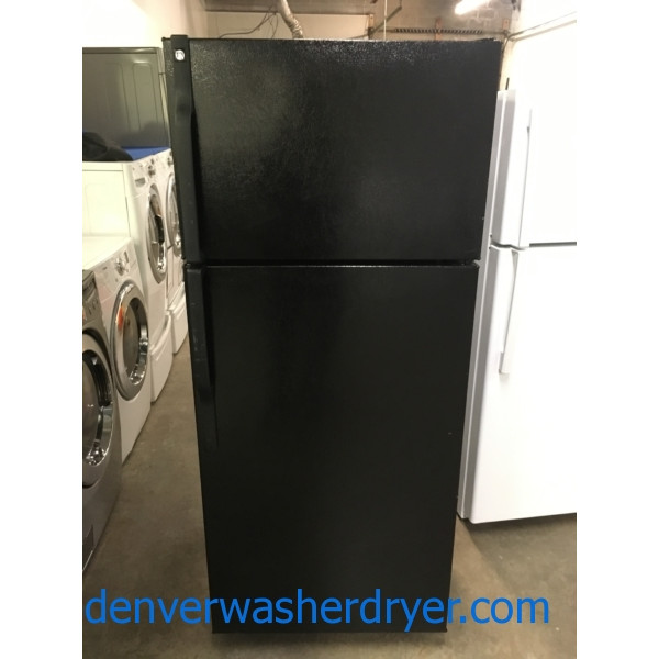 Black TopMount Refrigerator, 18 Cu Ft GE 4573 Denver Washer Dryer