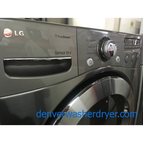 Lovely LG Front-Load Set, Graphite Steel, HE, GAS, Steam, Quality Refurbished, 1-Year Warranty!