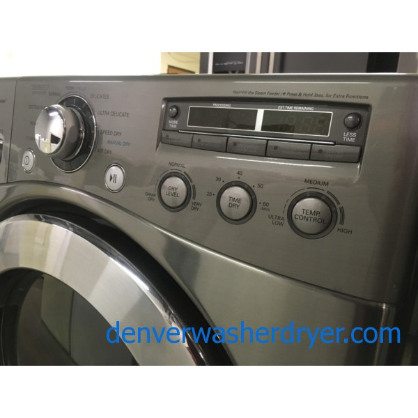 Lovely LG Front-Load Set, Graphite Steel, HE, GAS, Steam, Quality Refurbished, 1-Year Warranty!