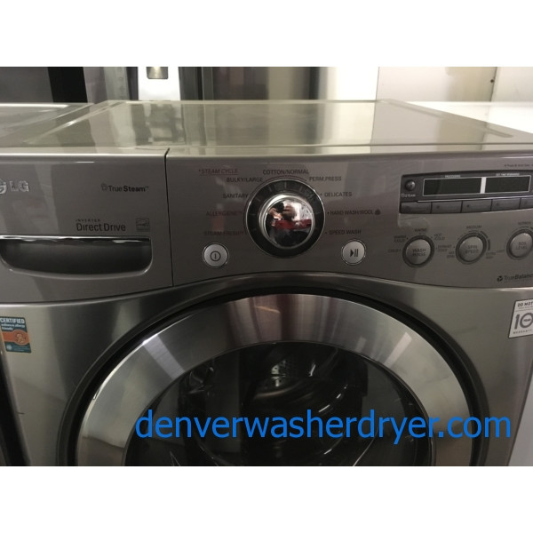 Lovely LG Front-Load Set, Graphite Steel, HE, GAS, Steam, Quality Refurbished, 1-Year Warranty!