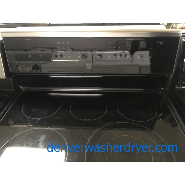 Free-Standing Kenmore ELITE Range, Double-Oven, Convection, Glass-Top, 30″ Wide, Quality Refurbished, 1-Year Warranty!, Samsung Stainless Microwave Model #ME21M706BAS