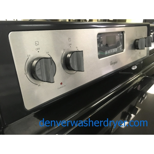 Whirlpool Electric Range, Glass-Top, Black/Stainless, Capacity 5.3 Cu.Ft., Counter Depth, Quality Refurbished, 1-Year Warranty!