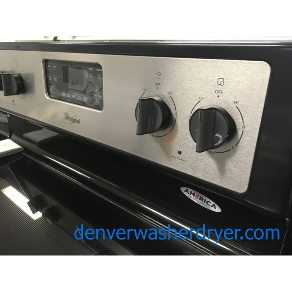 Whirlpool Electric Range, GlassTop, Black/Stainless, Capacity 5.3 Cu