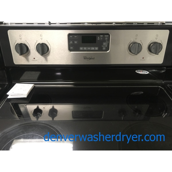 Whirlpool Electric Range, GlassTop, Black/Stainless, Capacity 5.3 Cu