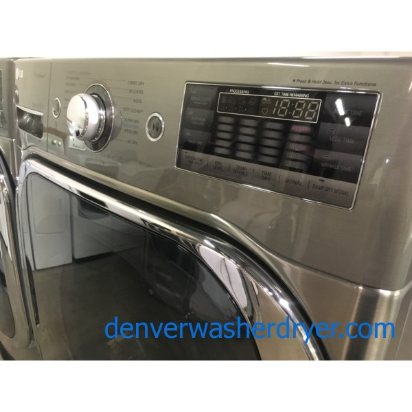 LG Graphite Steel Front-Load Set, w/ Pedestals, 220V, Steam, Quality Refurbished, 1-Year Warranty!