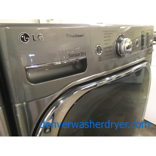 LG Graphite Steel Front-Load Set, w/ Pedestals, 220V, Steam, Quality Refurbished, 1-Year Warranty!