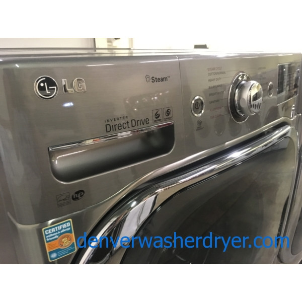 LG Graphite Steel FrontLoad Set, w/ Pedestals, 220V, Steam, Quality