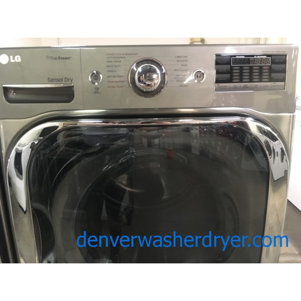 LG Graphite Steel Front-Load Set, w/ Pedestals, 220V, Steam, Quality Refurbished, 1-Year Warranty!