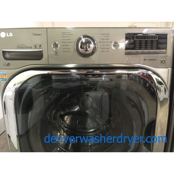 LG Graphite Steel Front-Load Set, w/ Pedestals, 220V, Steam, Quality Refurbished, 1-Year Warranty!